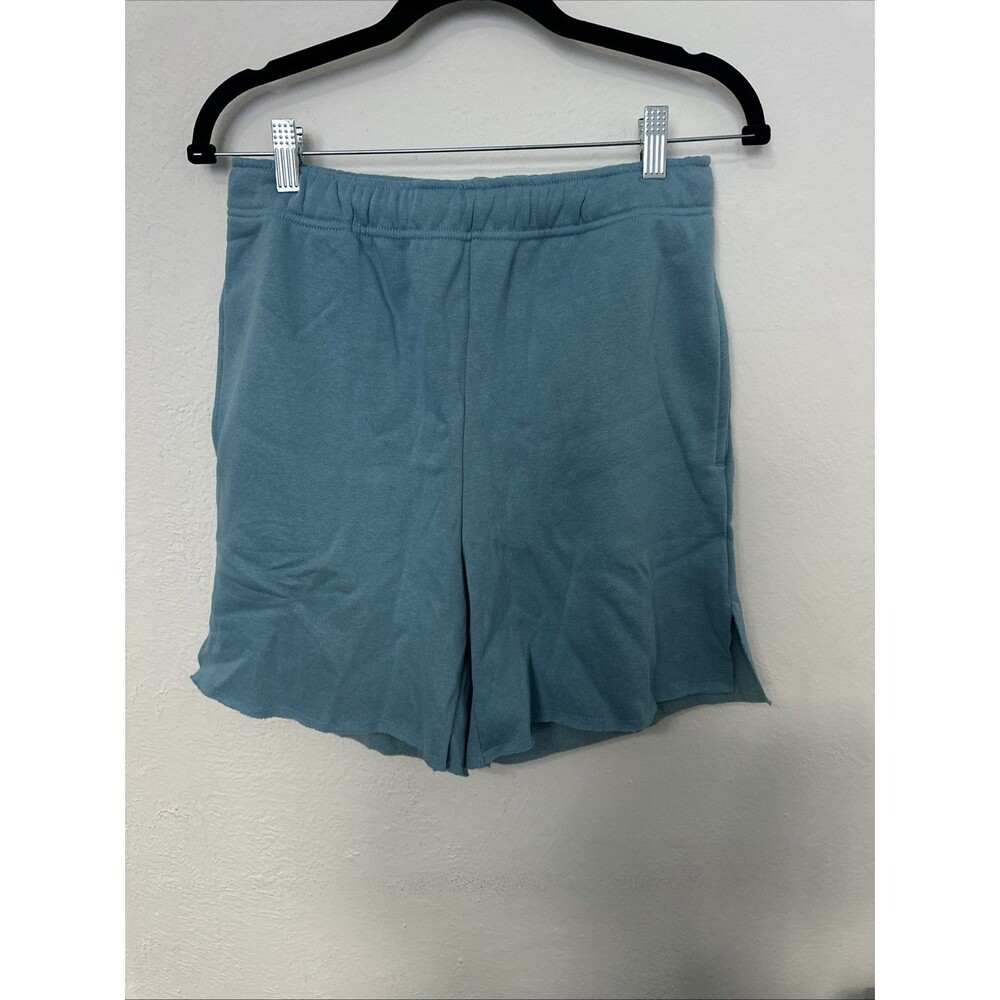 NWT NIA Mid Rise Terry Fleece Shorts Women Medium Light Teal [A017]